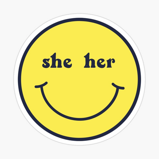 pronoun smiley vinyl sticker