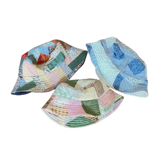 upcycled quilt bucket hats