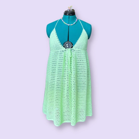 crochet cover-up lime beach dress