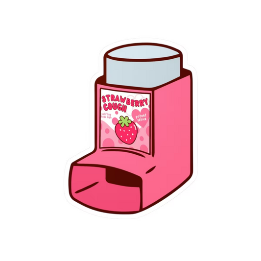 strawberry cough inhaler vinyl sticker