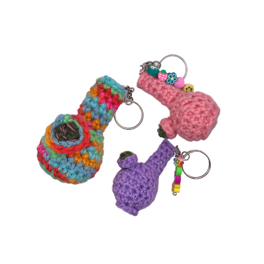 crochet mini bong keychain
