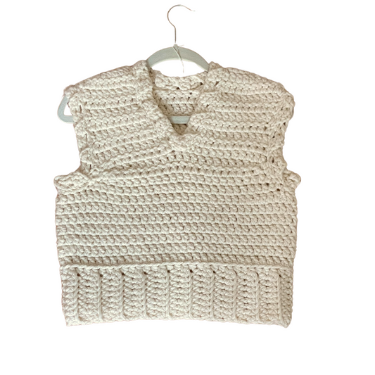 crochet cream vest