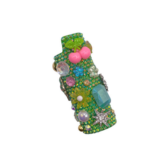 lime green bedazzled charmed bic lighter case