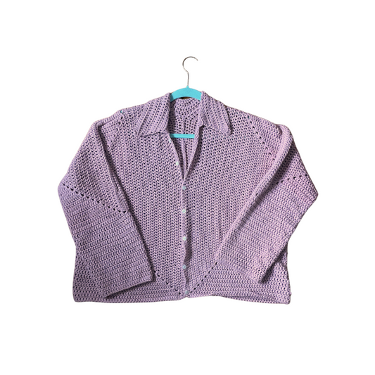 mauve crochet polo shirt