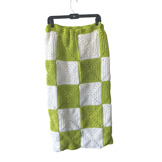lime + white checkerboard skirt