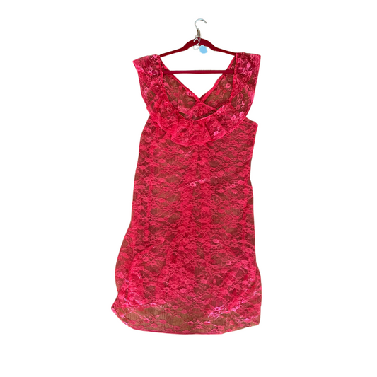 red midi lace dress