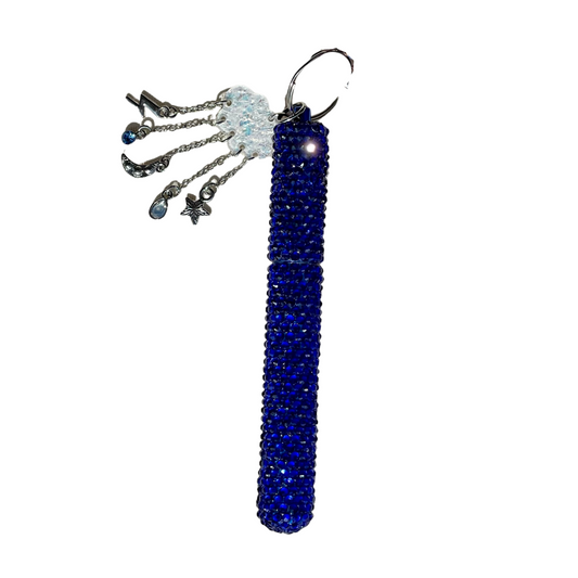 cloud charm blue bedazzled tube keychain