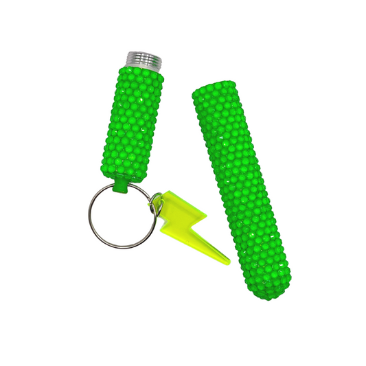 neon green bedazzled tube keychain