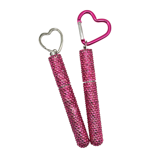 pink crystal bedazzled tube keychain